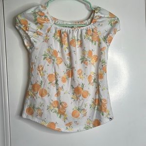 Abercrombie kids white/orange print short sleeved shirt size: 13/14